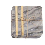 Marble and Brass Coaster Set