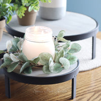 Metal Rim Weathered Grey Pedestal Tray