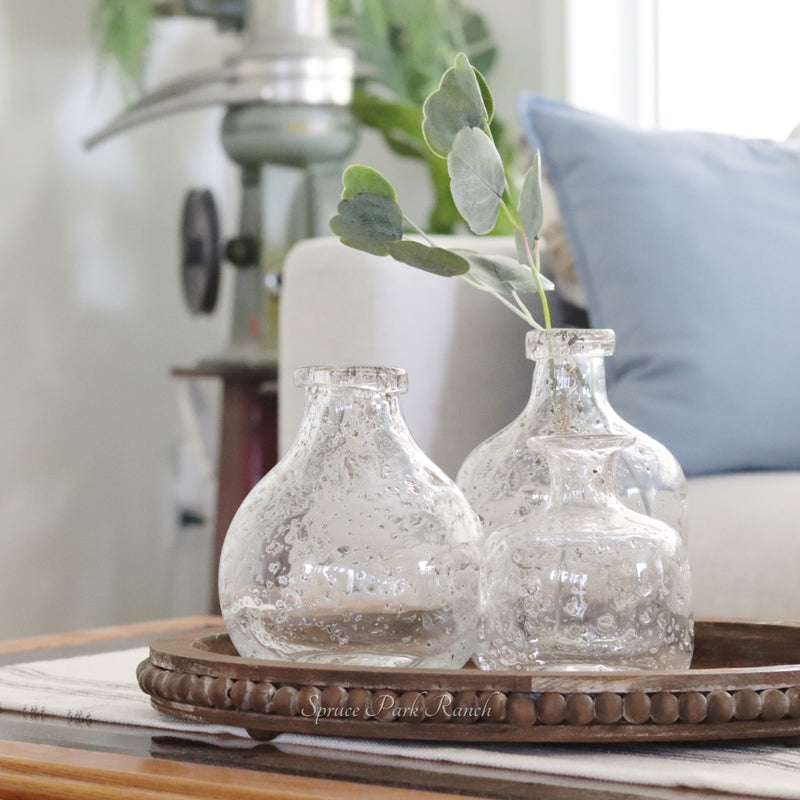 Textured Hand Blown Glass Bottle
