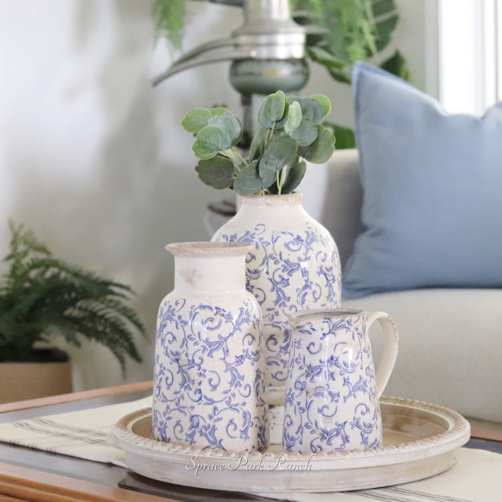 Vintage Blue and White Ceramic Vase