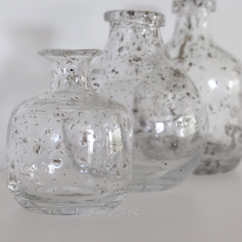 Textured Hand Blown Glass Bottle