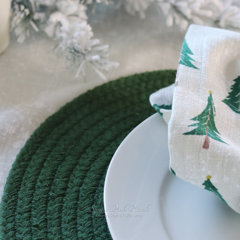 Placemat Essex Round Green