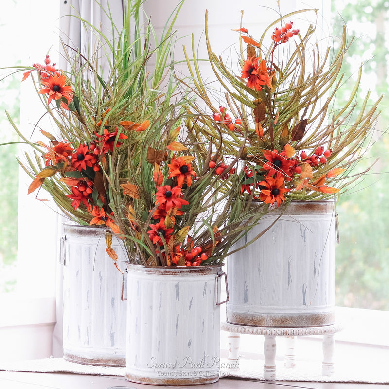 Galvanized Distressed Whitewashed Pail Container