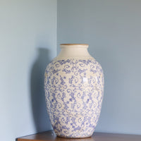 Vintage Blue and White Ceramic Large Vase