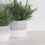 Stoneware Grey and White Short Planter Pot