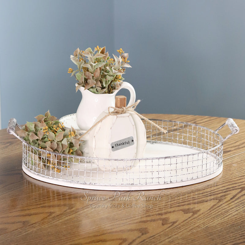 Oval Whitewash Serving Tray