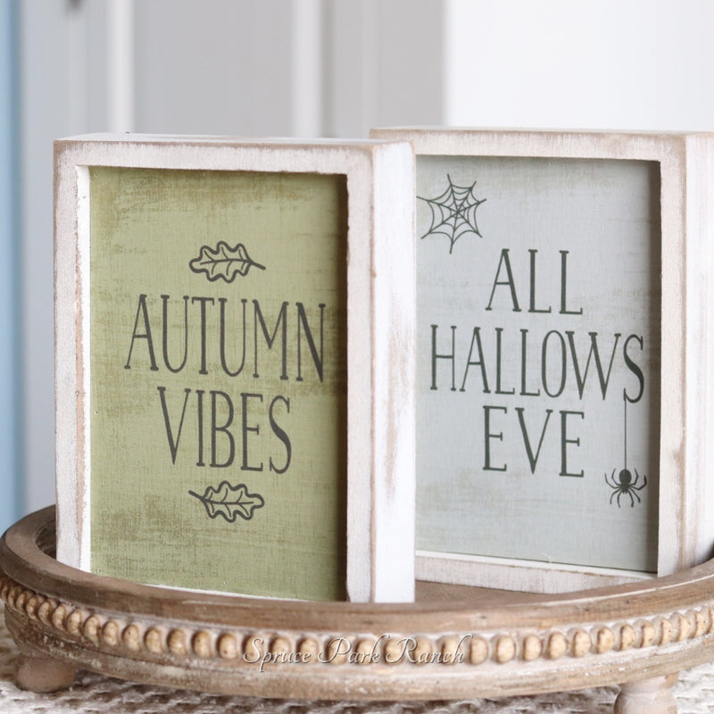 Reversible Autumn Vibes Hallows Eve Sign