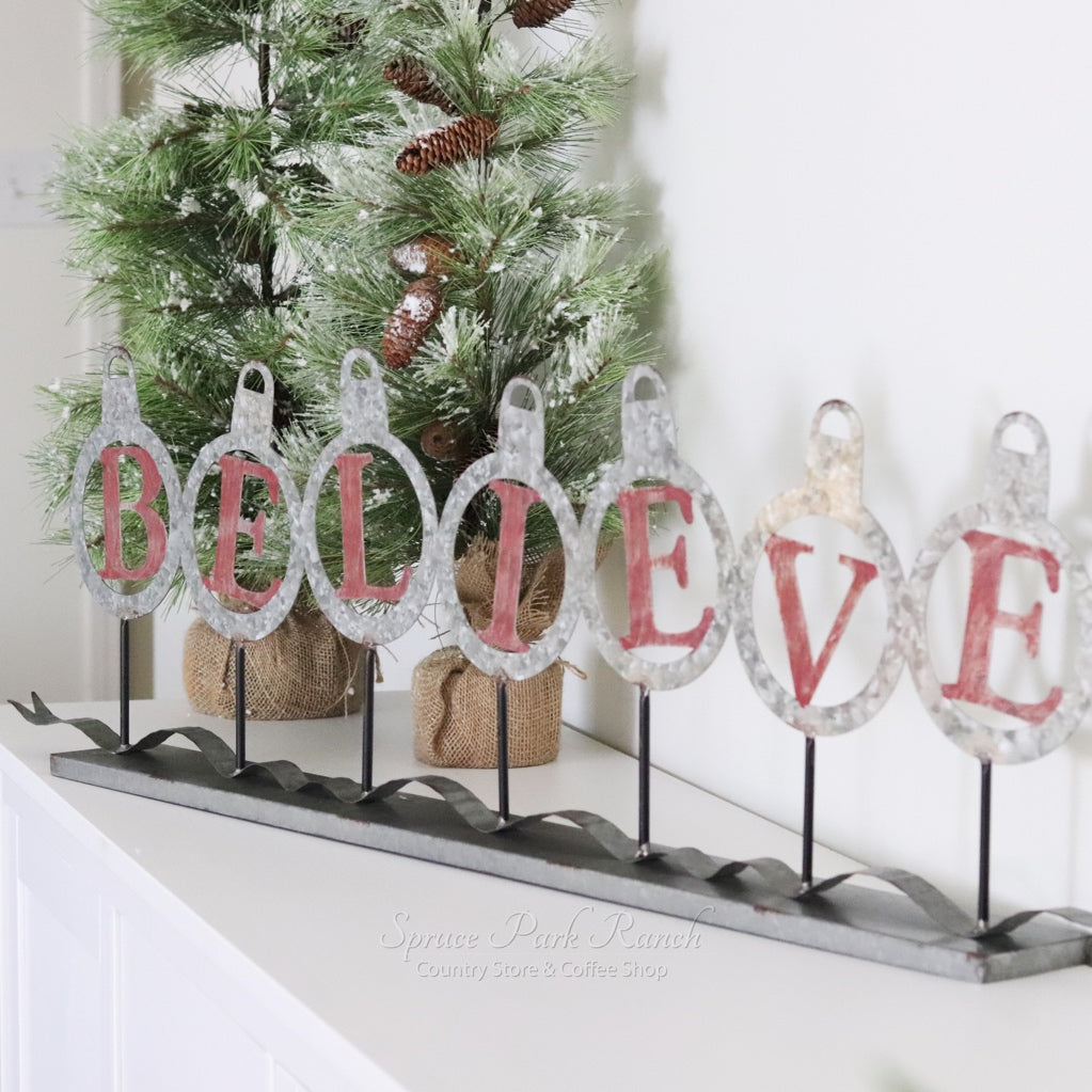 Believe Galvanized Stand Up Sign
