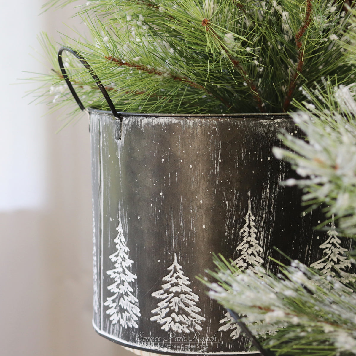 Embossed Oval Winter Tree Container