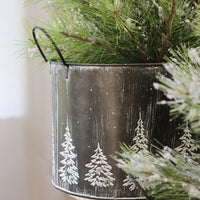 Embossed Oval Winter Tree Container