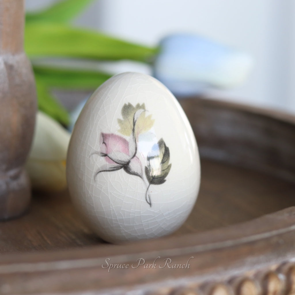 Floral Ceramic Crackle Egg