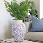Vintage Blue and White Ceramic Large Vase