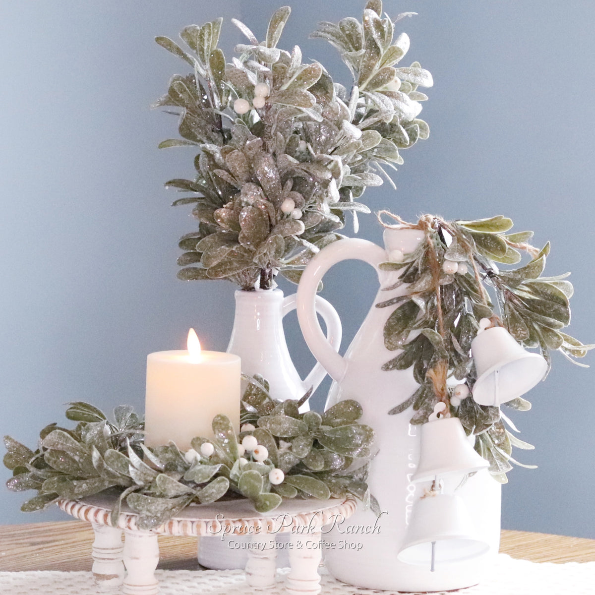 Ice Kissed Mistletoe Greenery Collection