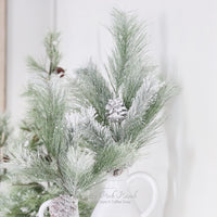 Frosted Glitter Mixed Pine Pick with Cone