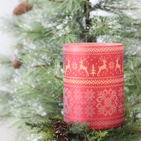 Red Glass Argyle Candle Holder