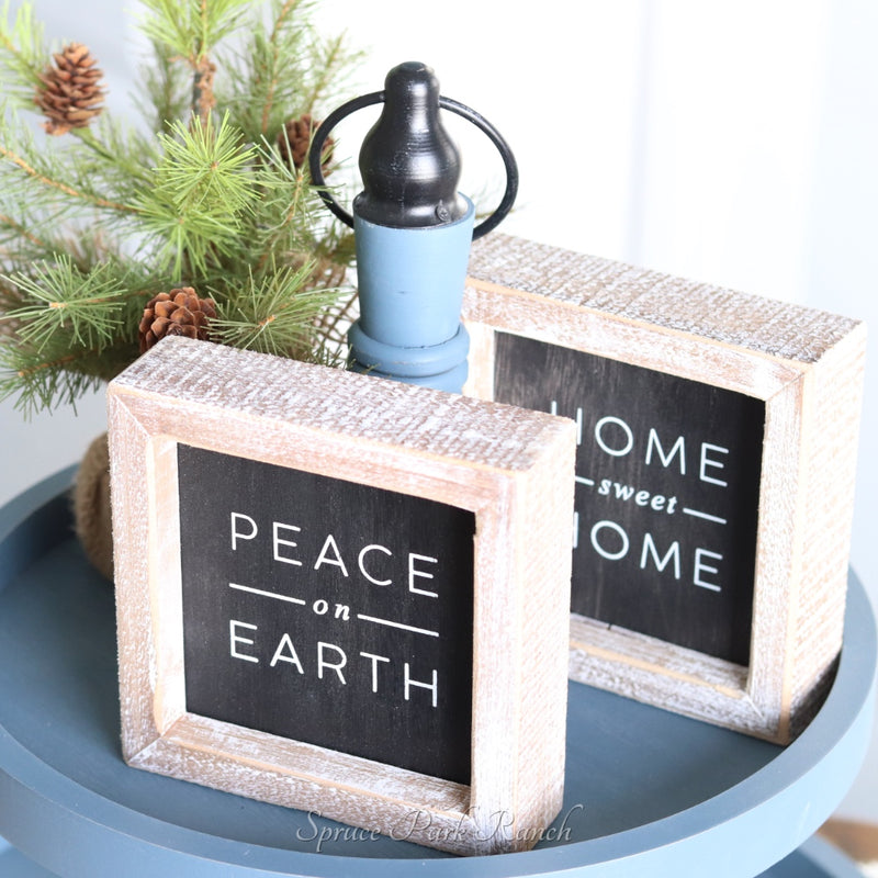 Reversible Wood Home and Peace Sign
