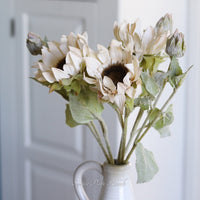 White Bloom and Blossom Sunflower Stem 18"