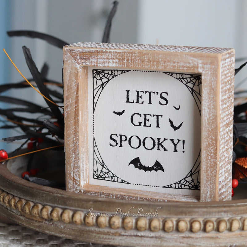 Reversible Wood Sign Pumpkin and Spooky