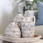 Vintage Grey Floral Ceramic Crackle Vase