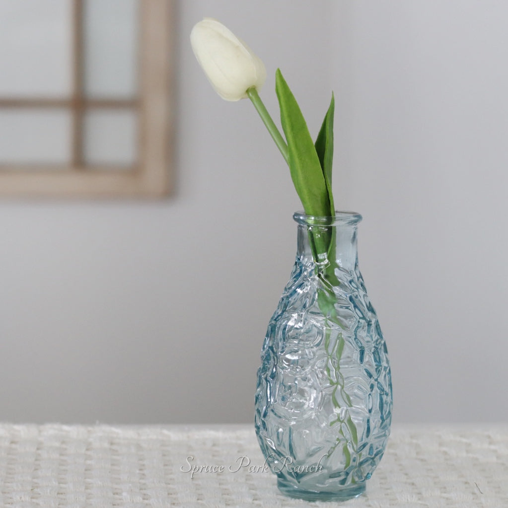 Blue Textured Glass Vase