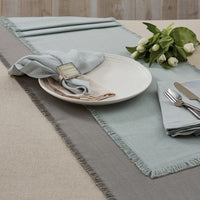 Fringed Table Runner Blue Mist