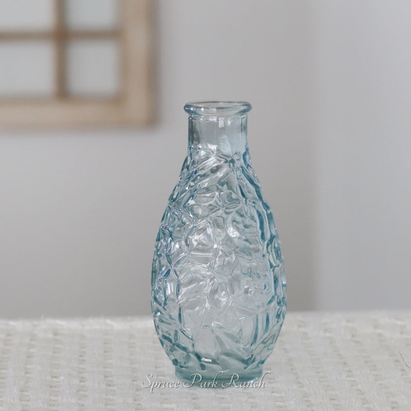 Blue Textured Glass Vase