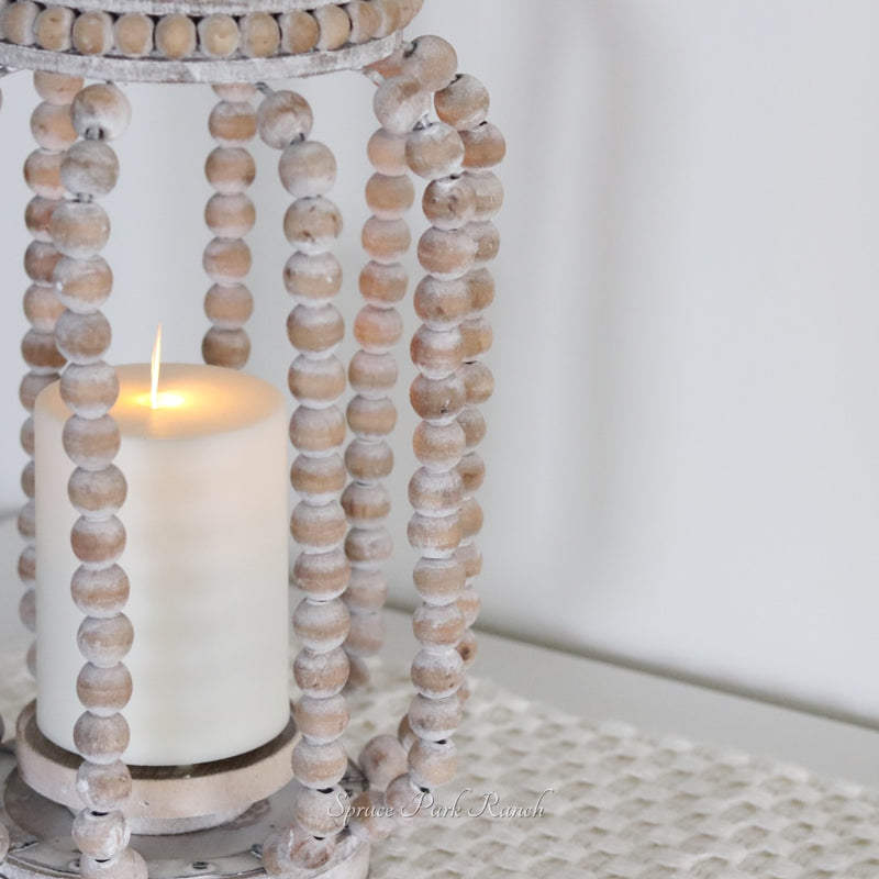 Amalfi Beaded Lantern Natural