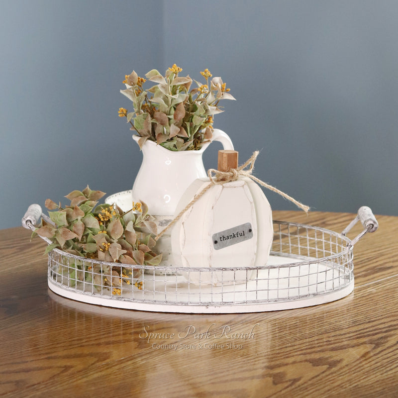 Oval Whitewash Serving Tray
