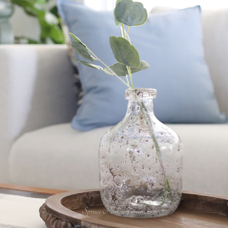 Textured Hand Blown Glass Bottle