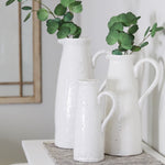 Distressed White Ceramic Crackle Pitcher