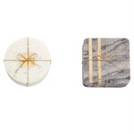 Marble and Brass Coaster Set