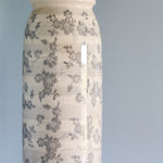Vintage Grey Floral Ceramic Large Crackle Vase