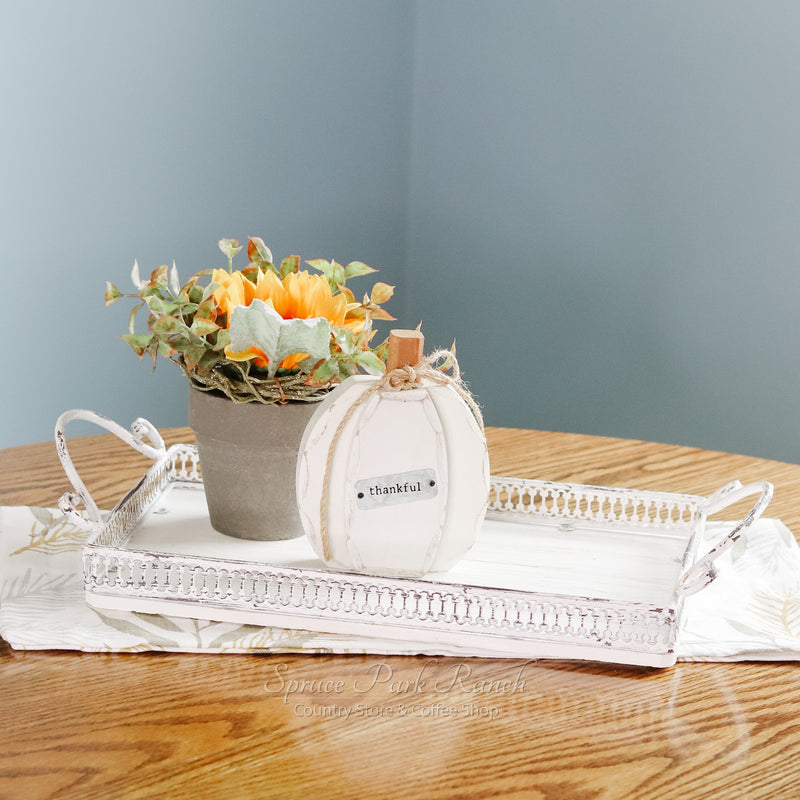 Rectangle Distressed Whitewash Tray