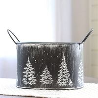 Embossed Oval Winter Tree Container