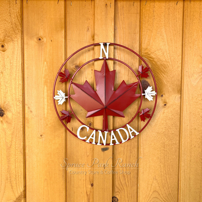 Maple Leaf Metal Compass Canada