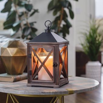 Candle Warmer Brown Weathered Wood Lantern