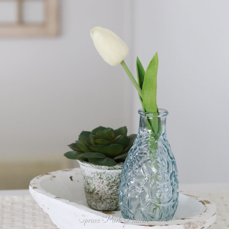Blue Textured Glass Vase