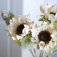 White Bloom and Blossom Sunflower Stem 18"