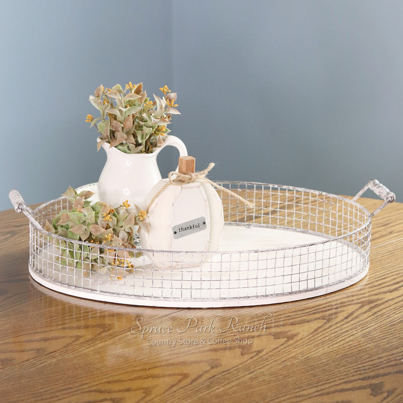 Oval Whitewash Serving Tray