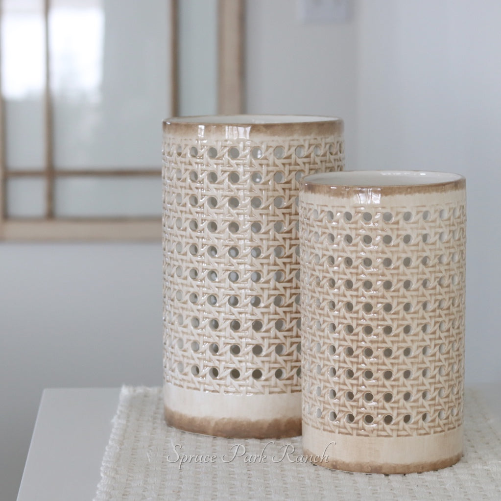 Bamboo Look Ceramic Vase