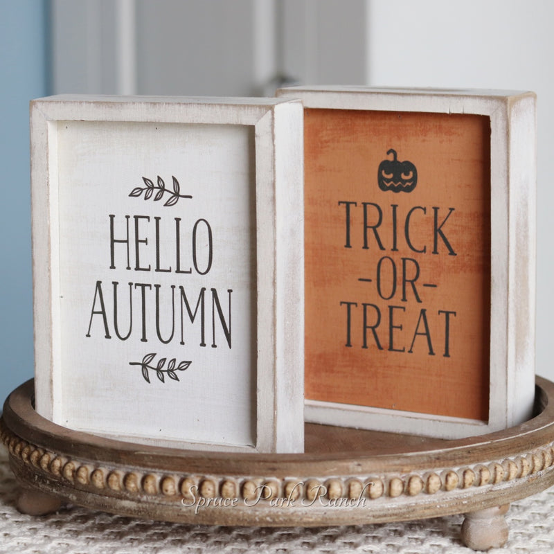 Reversible Hello Autumn Trick or Treat Sign