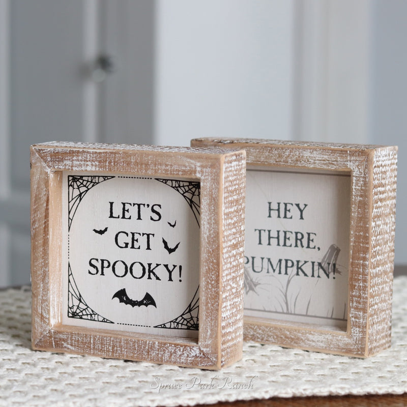 Reversible Wood Sign Pumpkin and Spooky