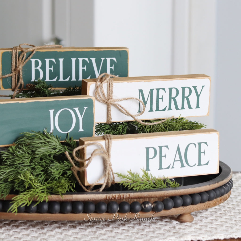 Wood Christmas Block with Jute