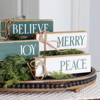 Wood Christmas Block with Jute