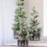 Embossed Oval Winter Tree Container