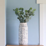 Vintage Grey Floral Ceramic Large Crackle Vase