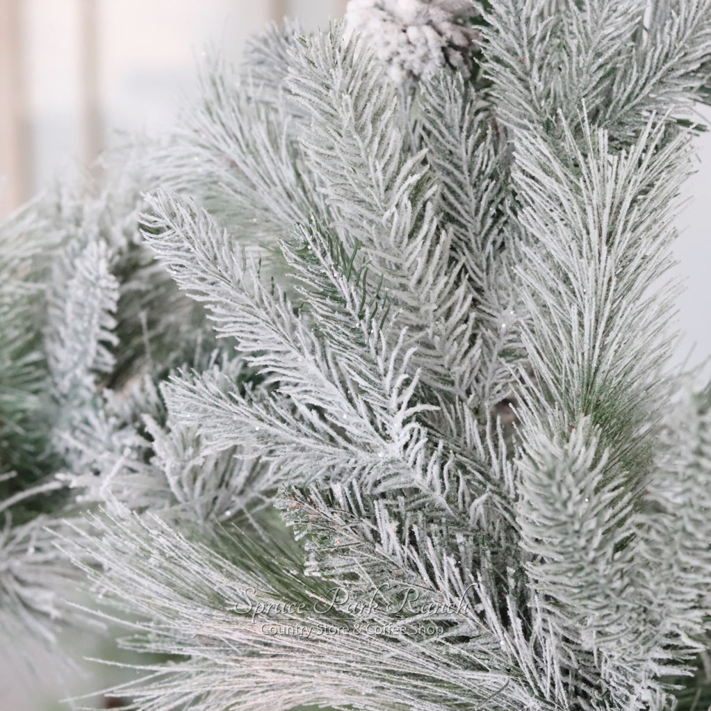 Snowy Frosted Pine and Cone Greenery Collection