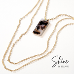 Simone Triple Strand Gold w/ Resin Bar Necklace