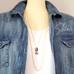 Simone Triple Strand Gold w/ Resin Bar Necklace